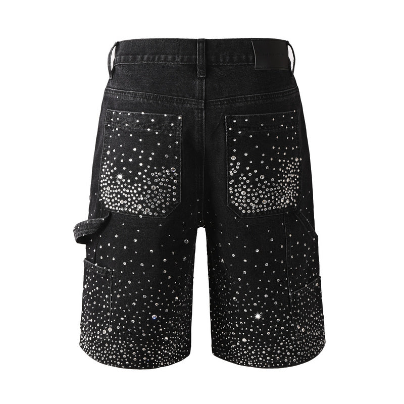 Purple Brand Crystal Diamond Denim Shorts #5099