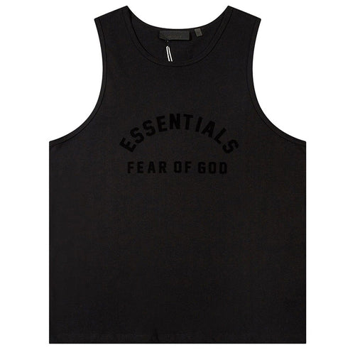 Fear Of God Flocked letter crew neck Sleeveless T-Shirts